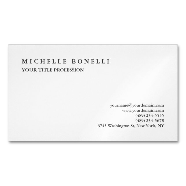 Classical Plain Professional Simple Magnetic Business Card (Front)