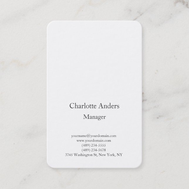Classical plain simple minimalist elegant white business card (Front)