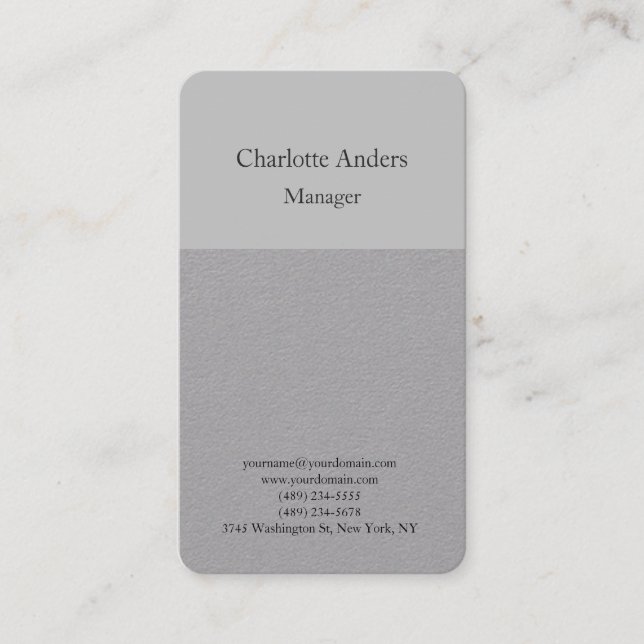 Classical plain simple minimalist premium grey business card (Front)