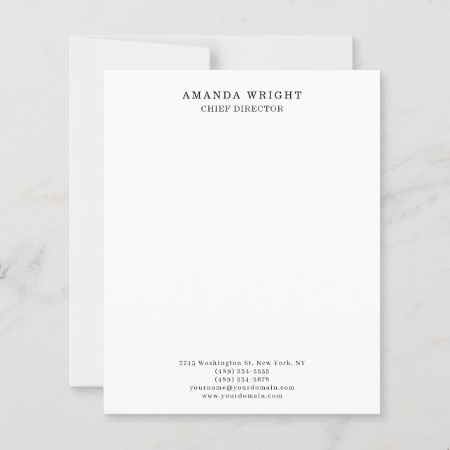 Classical Plain Stylish Business Paper Sheet (Front)
