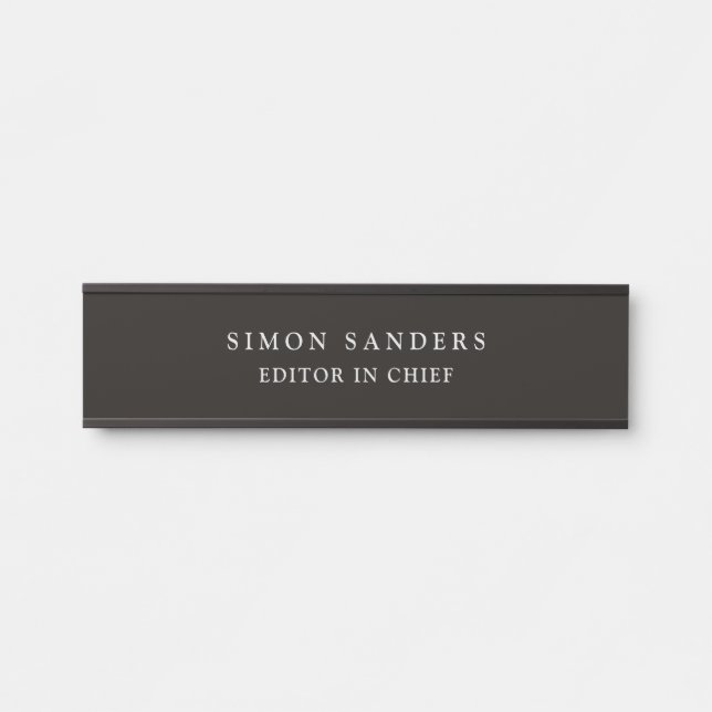 Classical Plain Unique Minimalist Smoky Black Door Sign (Front)