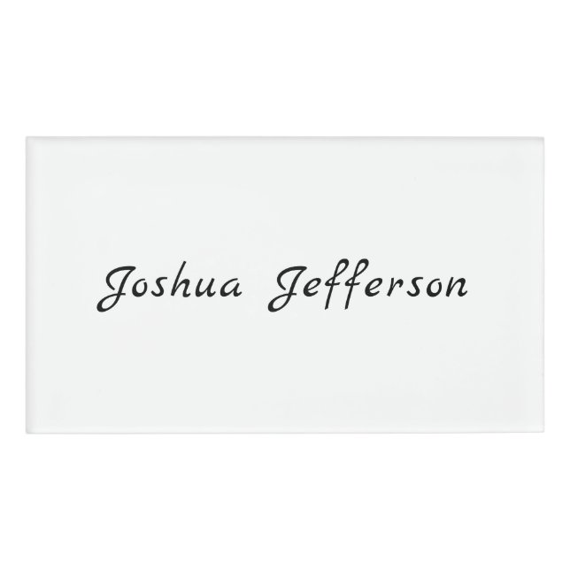 Classical Professional Creative Plain Black White Name Tag (Front)