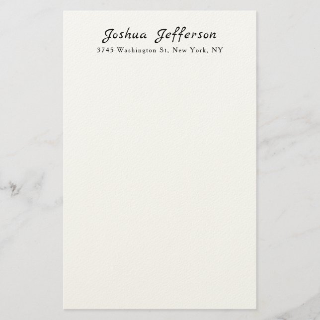 Classical Professional Creative Plain Black White Stationery (Front)