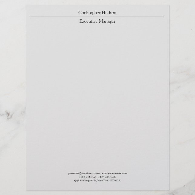 Classical Professional Light Grey Simple Plain Custom Letterhead (Front)