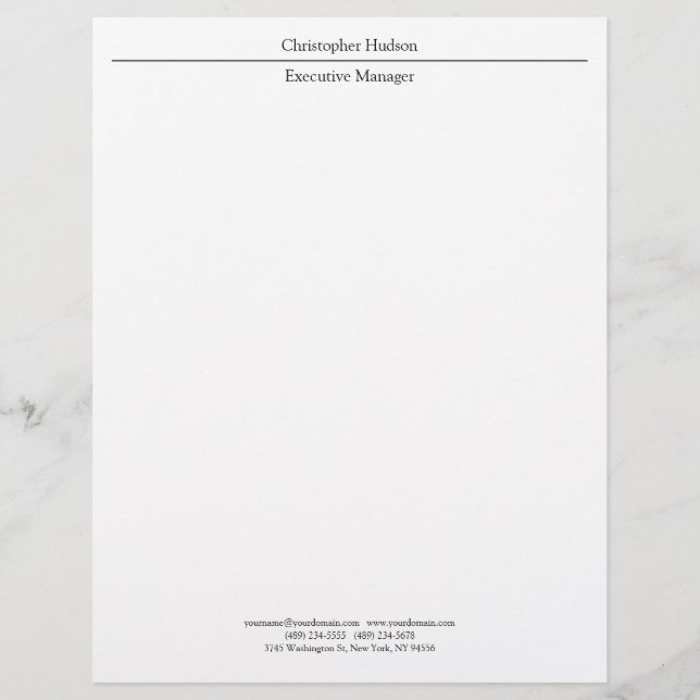 Classical Professional Minimalist Simple Plain Custom Letterhead (Front)