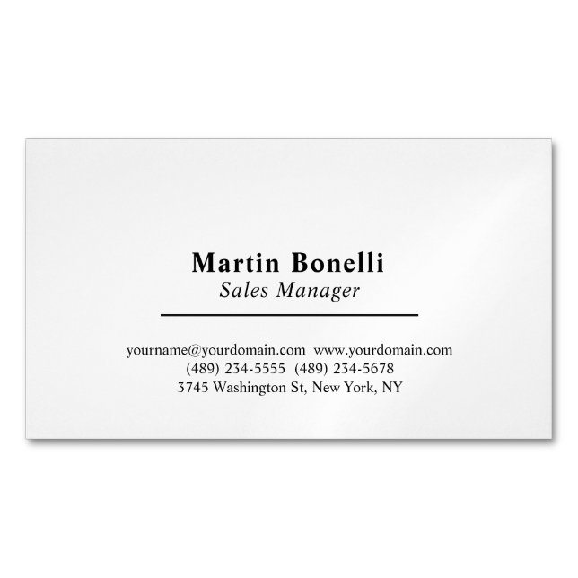 Classical Professional Own Name Information Simple Magnetic Business Card (Front)