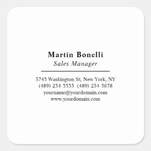 Classical Professional Own Name Information Simple Square Sticker