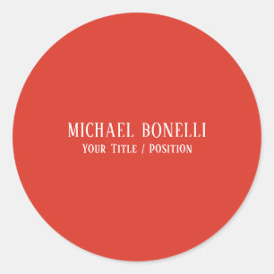 Classical Red Colour Elegant Serif Font Minimalist Classic Round Sticker