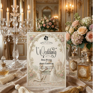 Classical Regency Garden Proposal Scene Wedding Invitation