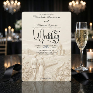 Classical Romantic Church Scene Wedding Invitation