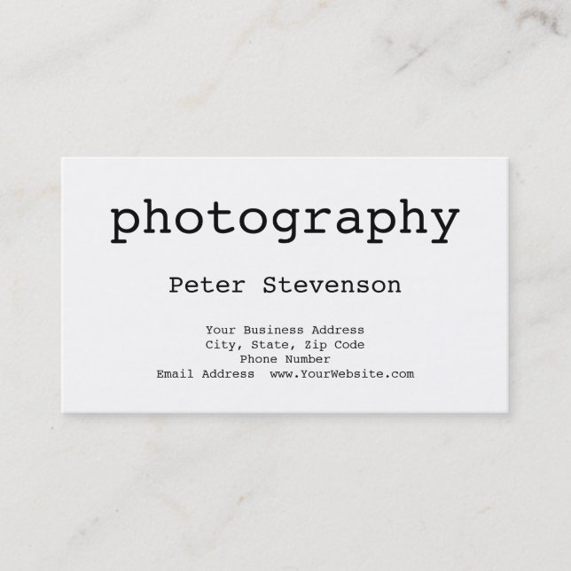 Classical Simple Minimal Photography Business Card (Front)