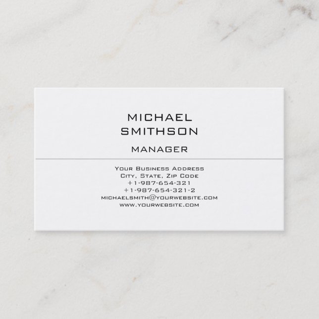 Classical Simple Plain Black White Business Card (Front)