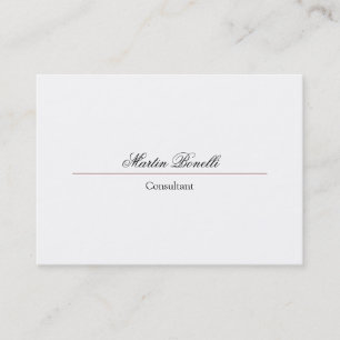 Classical Simple Plain Script White Business Card