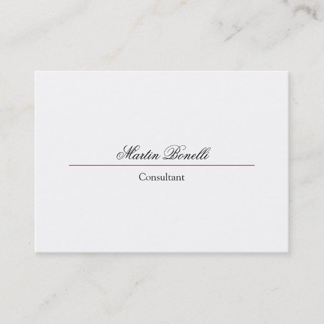 Classical Simple Plain Script White Business Card (Front)