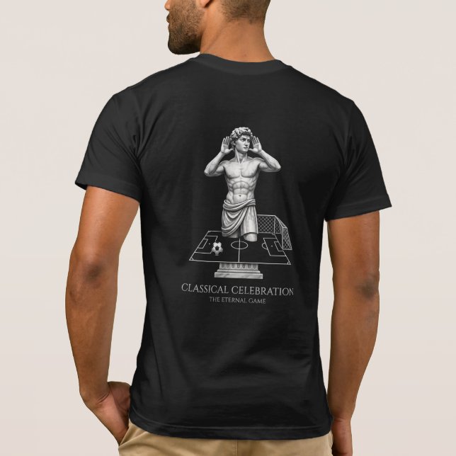 Classical Statue Soccer Celebration Art T-Shirt (Back)