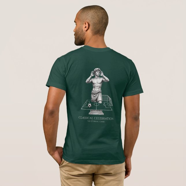 Classical Statue Soccer Celebration Art T-Shirt (Back Full)