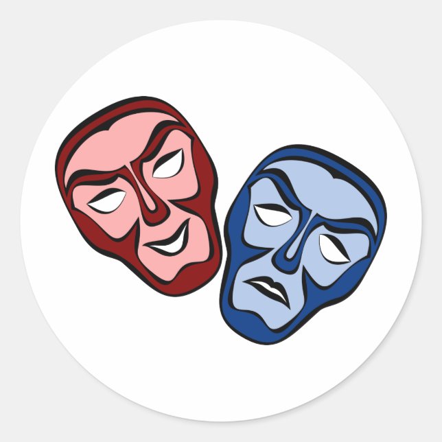 Classical Theatre Face Masks Classic Round Sticker (Front)
