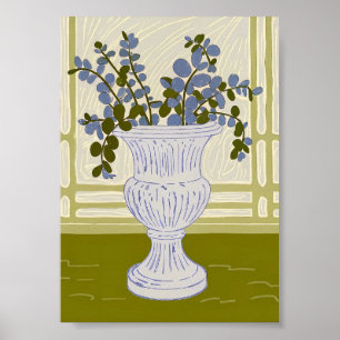 Classical Urn with Eucalyptus Branches Art Print
