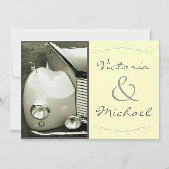 Classical Vintage Motor Wedding Invitation (Front)