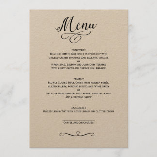 CLASSICAL WEDDING MENU CARD