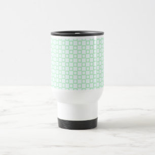 Classical white and mint green grid Travel Mug