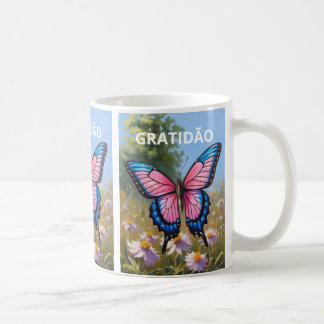Classical white butterfly coffee mug