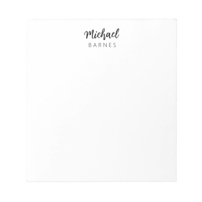 Classical White Minimalist Plain Elegant Notepad (Front)