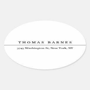 Classical White Minimalist Plain Elegant Oval Sticker