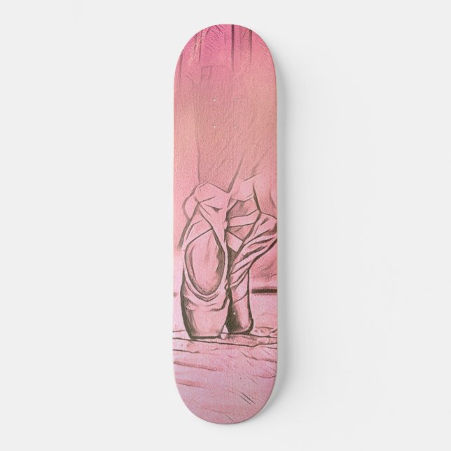 Classically Elegant Pink Ballerina Feet Skateboard (Front)
