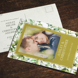 Classically Elegant Rustic Floral Border Wedding Announcement Postcard