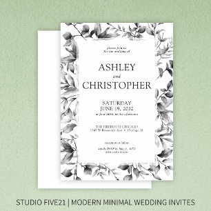 Classically Elegant Rustic Floral Border Wedding Invitation