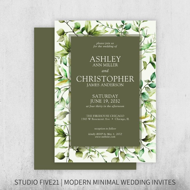 Classically Elegant Rustic Floral Border Wedding Invitation (Creator Uploaded)