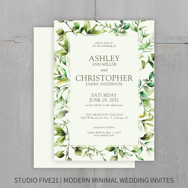 Classically Elegant Rustic Floral Border Wedding Invitation (Creator Uploaded)