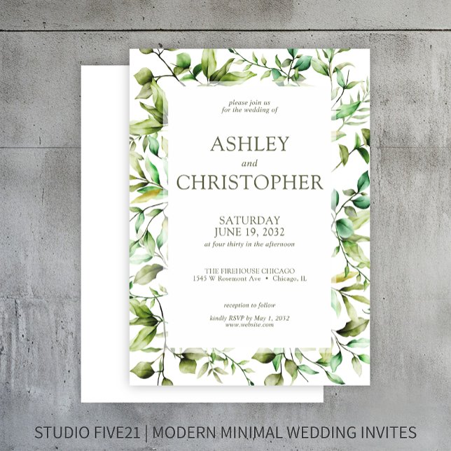 Classically Elegant Rustic Floral Border Wedding Invitation (Creator Uploaded)
