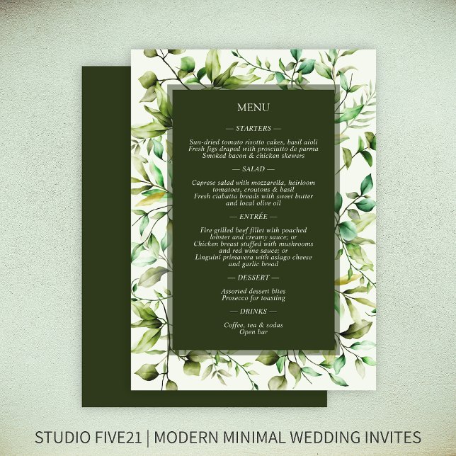 Classically Elegant Rustic Floral Border Wedding Menu (Creator Uploaded)