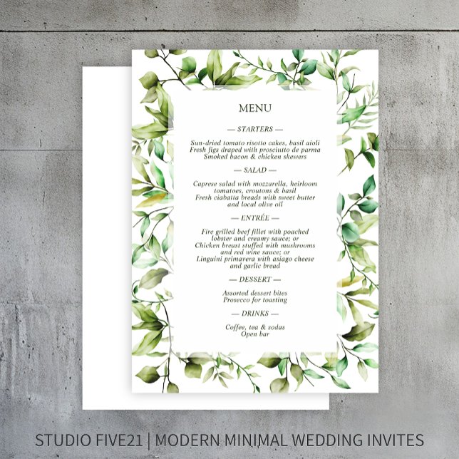 Classically Elegant Rustic Floral Border Wedding Menu (Creator Uploaded)