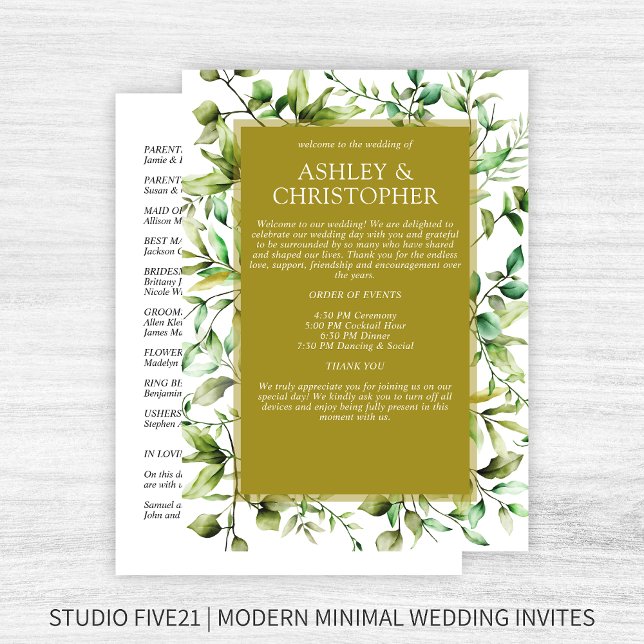 Classically Elegant Rustic Floral Border Wedding Programme (Creator Uploaded)