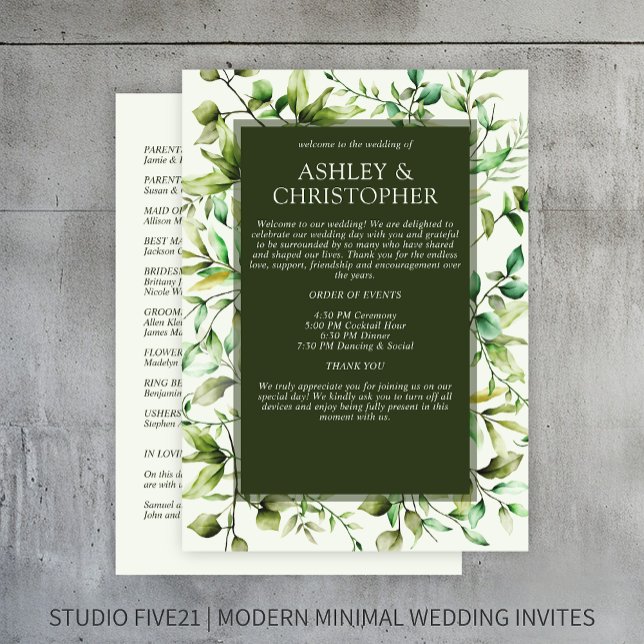 Classically Elegant Rustic Floral Border Wedding Programme (Creator Uploaded)