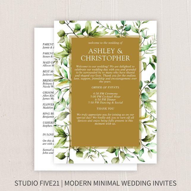 Classically Elegant Rustic Floral Border Wedding Programme (Creator Uploaded)