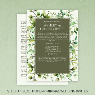 Classically Elegant Rustic Floral Border Wedding Programme