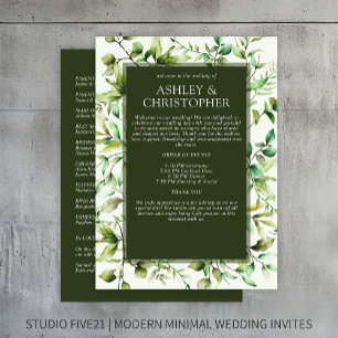 Classically Elegant Rustic Floral Border Wedding Programme