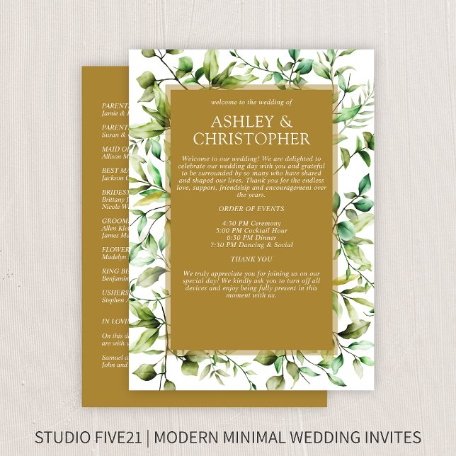 Classically Elegant Rustic Floral Border Wedding Programme (Creator Uploaded)