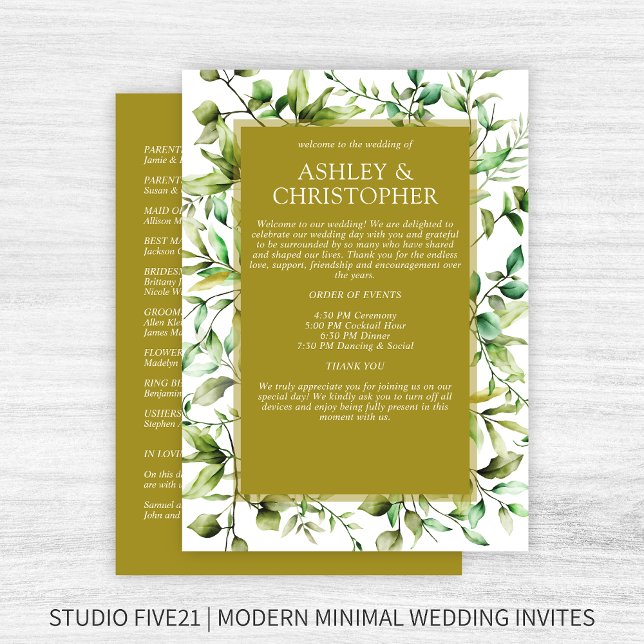 Classically Elegant Rustic Floral Border Wedding Programme (Creator Uploaded)