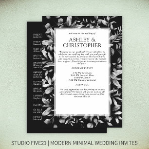 Classically Elegant Rustic Floral Border Wedding Programme