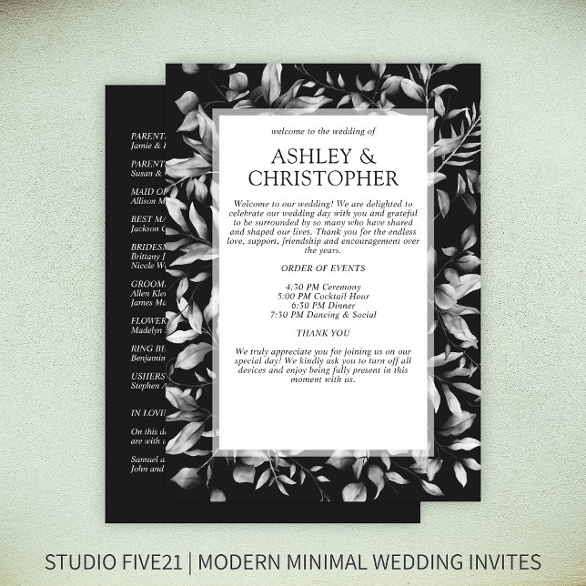 Classically Elegant Rustic Floral Border Wedding Programme (Creator Uploaded)