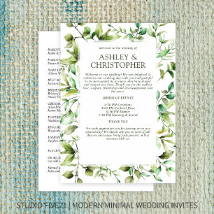 Classically Elegant Rustic Floral Border Wedding Programme