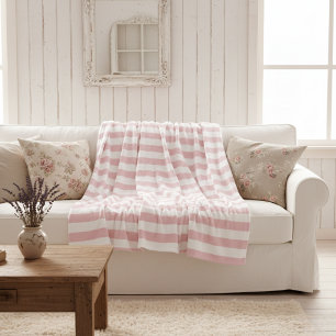 Classically Stylish Baby Pink and White Striped Fleece Blanket