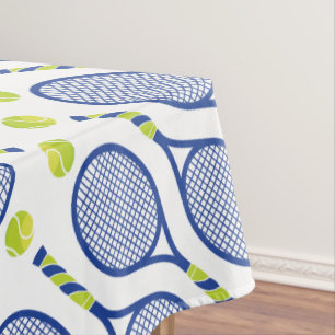 Classic💙🎾blue, green, white tennis🎾 pattern tablecloth