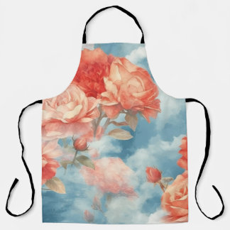 Classics - Angelic Pink and Red Roses in soft clou Apron