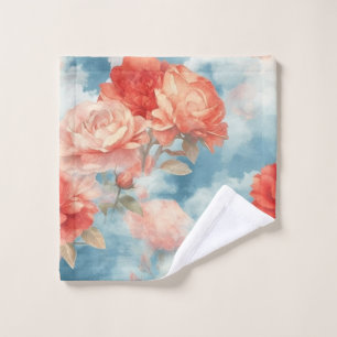 Classics - Angelic Pink and Red Roses in soft clou Bath Towel Set